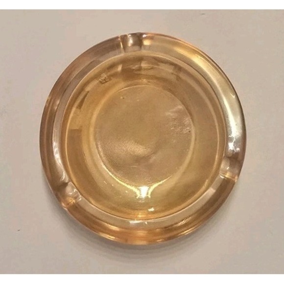 Unmarked Other - Vintage Peach Iridescent Glass Ash Tray 1960s Perfect Condition